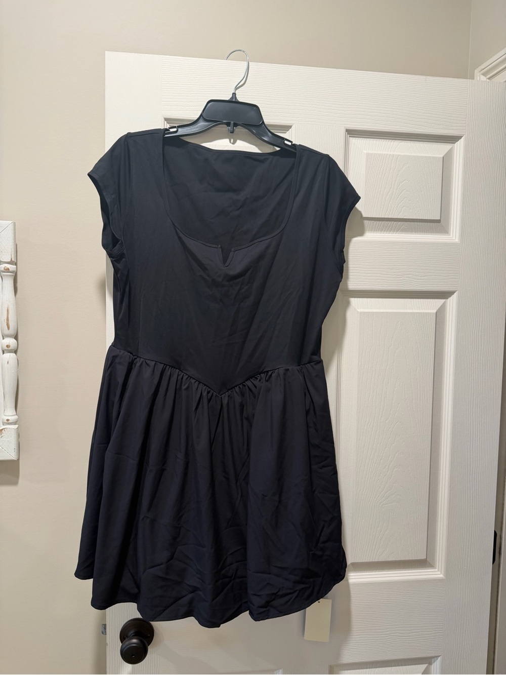 HALARA Black Short Sleeve Mini Fit-and-Flare Dress - Picture 1 of 3